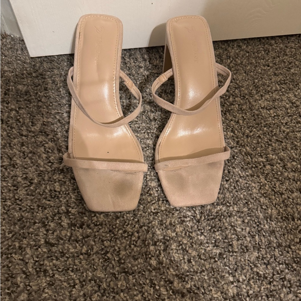 Nude, thin strap heels